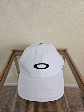 Oakley White Cap with Black Oval Logo
